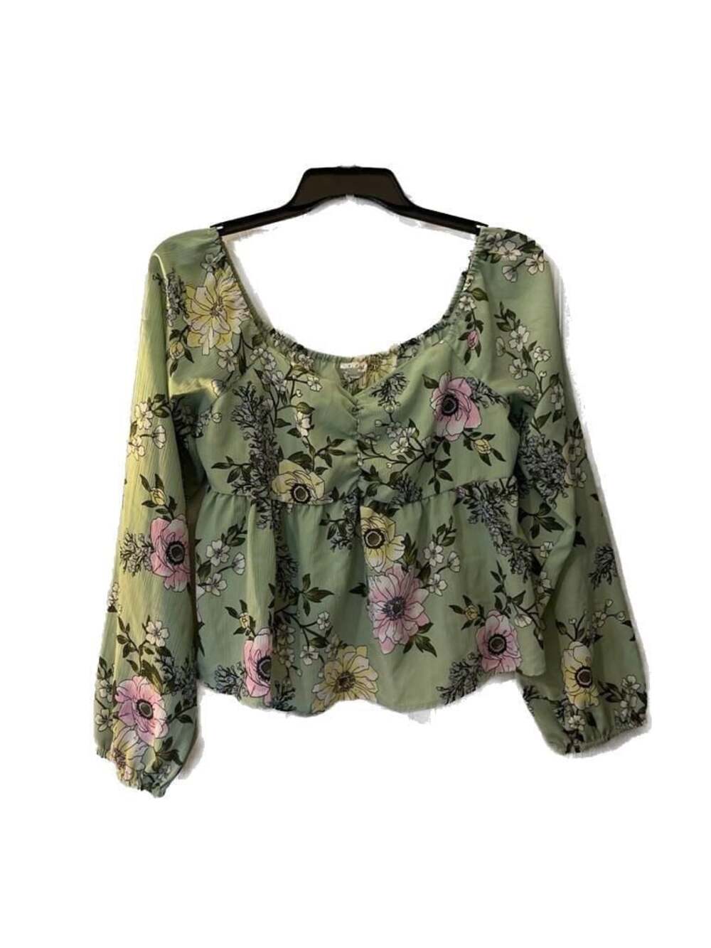 Derek Heart Y2K 2000s Off the shoulder Sage Green Floral Ruched Bust Peplum Plus